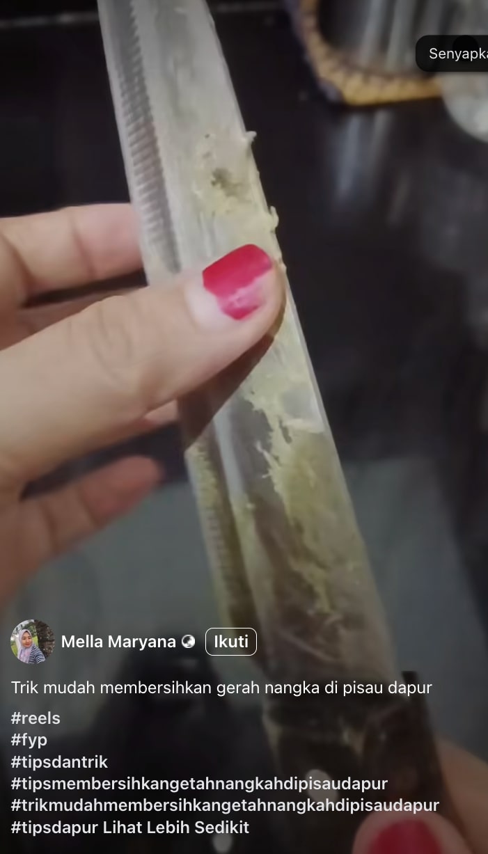 Cara termudah bersihkan getah nangka di pisau, modal tisu dan teknik ini semua beres