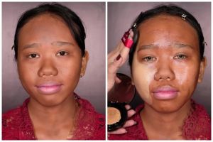 Definisi pangling nggak harus menor, transformasi cewek kulit sawo matang dirias nude ini jadi elegan