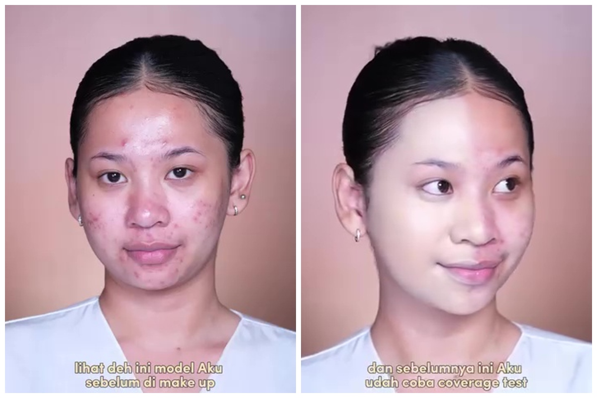Kulit berminyak dan jerawatan, transformasi cewek dirias ini bak beda orang meski tanpa foundation