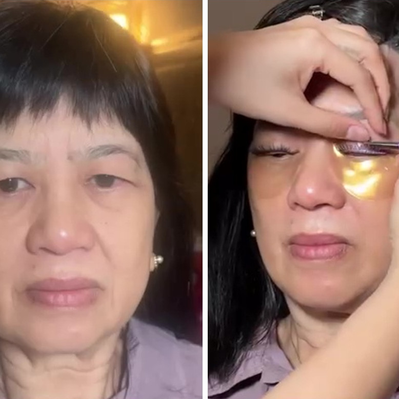 Transformasi ibu-ibu mata sayu pakai 3 lapis bulu mata ini bikin pangling, skill MUA-nya banjir pujian