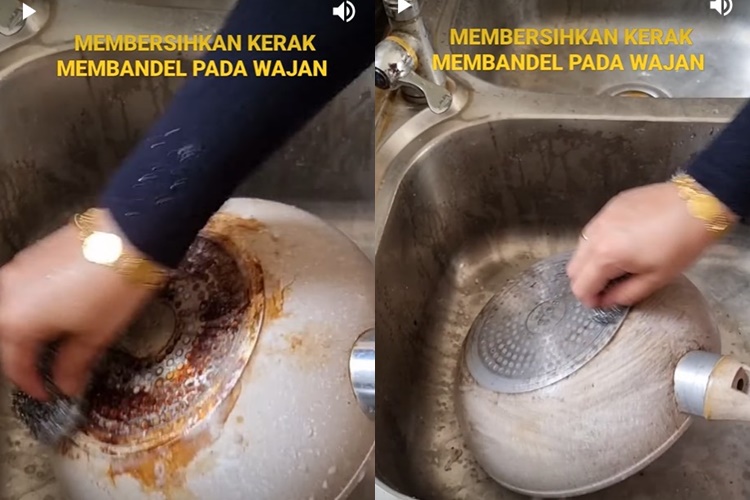 Trik simpel bersihkan dan hilangkan kerak gosong di pantat wajan tanpa digosok pasta gigi