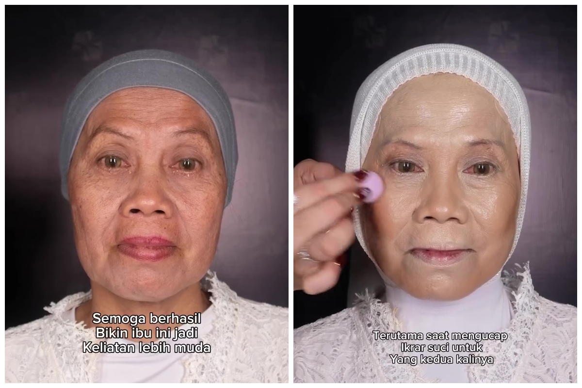 Transformasinya bikin melongo, MUA ini sukses ubah emak-emak jadi ABG lagi usai dirias bridal makeup