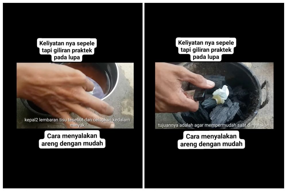 Arang susah nyala? Coba cara pakai tisu dan jelantah ini, dijamin nggak bikin kesel