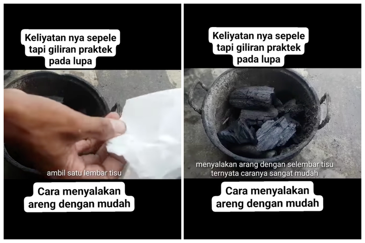 Arang susah nyala? Coba cara pakai tisu dan jelantah ini, dijamin nggak bikin kesel