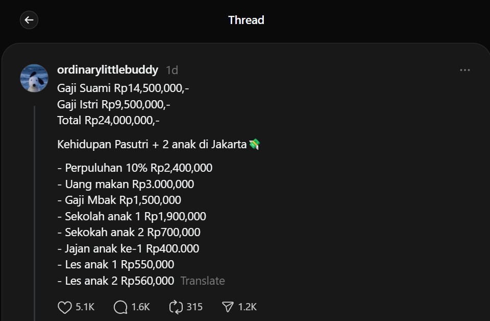 Hidup di Jakarta gaji 2 digit, pasutri ini bongkar pengeluaran tiap bulan, cuma bisa nabung 1 jutaan