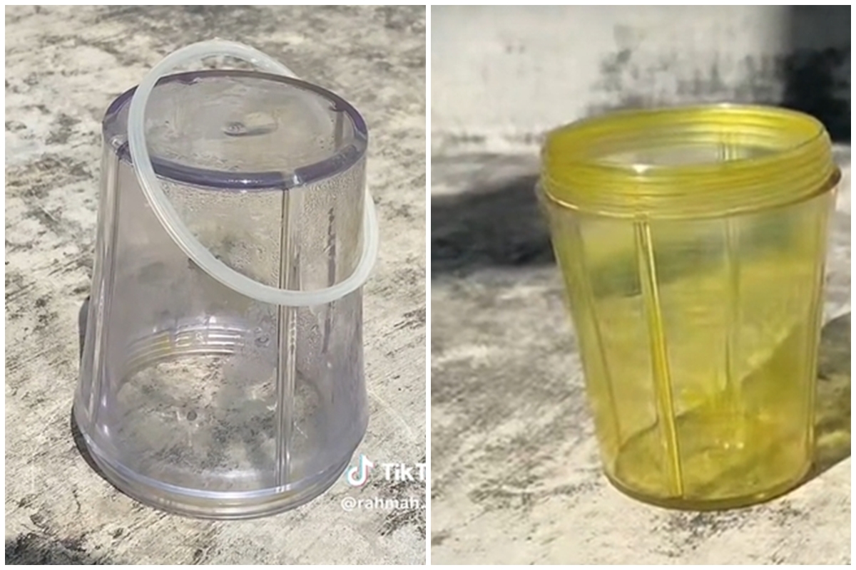 Tak perlu modal, ini trik cepat bersihkan noda kuning kunyit pada gelas blender