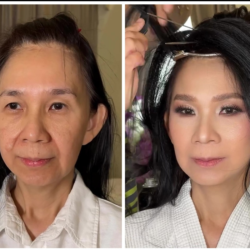 Tak cuma facelift, MUA ini ubah bentuk bibir ibu pengantin dengan makeup agar tampak lebih muda
