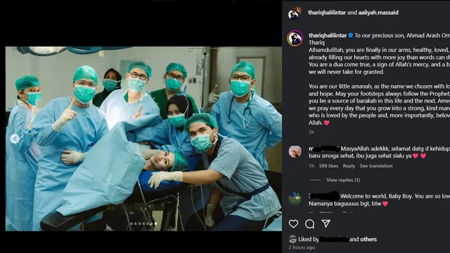 Aaliyah Massaid dan Thariq Halilintar beri nama anaknya, Ahmad Arash Omara Thariq, maknanya indah