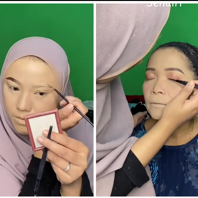 Banjir pujian, pengantin ini makeup diri sendiri dan keluarganya sekaligus di hari pernikahannya