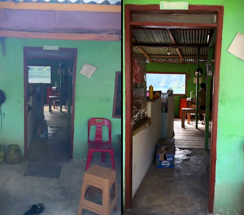 Dari jauh terlihat seperti lukisan, potret pemandangan di warung sederhana ternyata Danau Toba asli