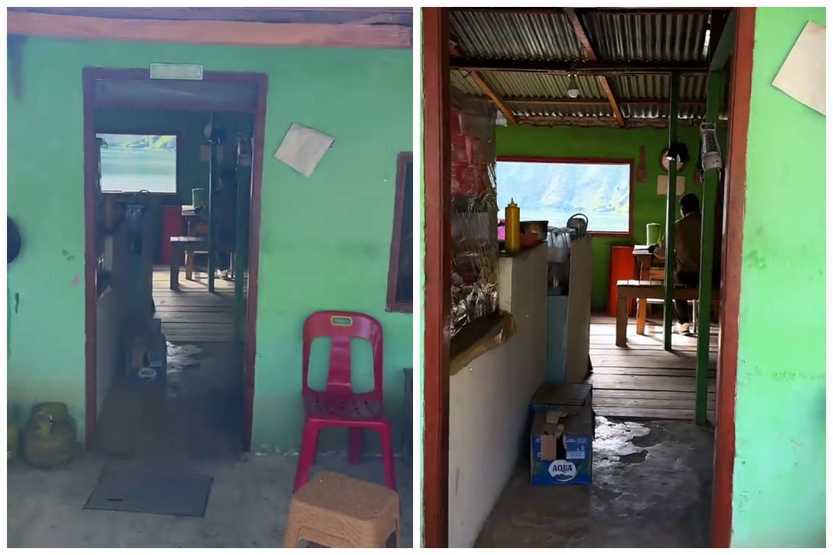 Dari jauh terlihat seperti lukisan, potret pemandangan di warung sederhana ternyata Danau Toba asli