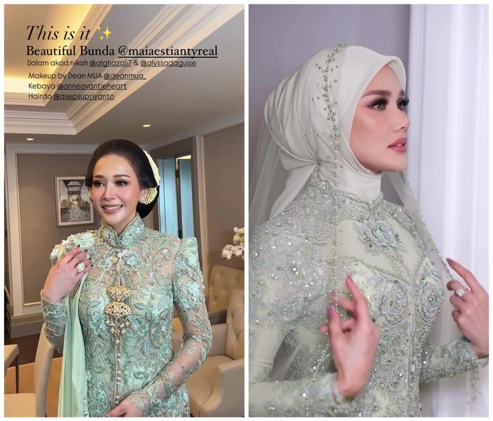 Sama-sama pakai smokey eyes, 7 beda gaya makeup Maia Estianty & Mulan Jameela di pernikahan Al Ghazali