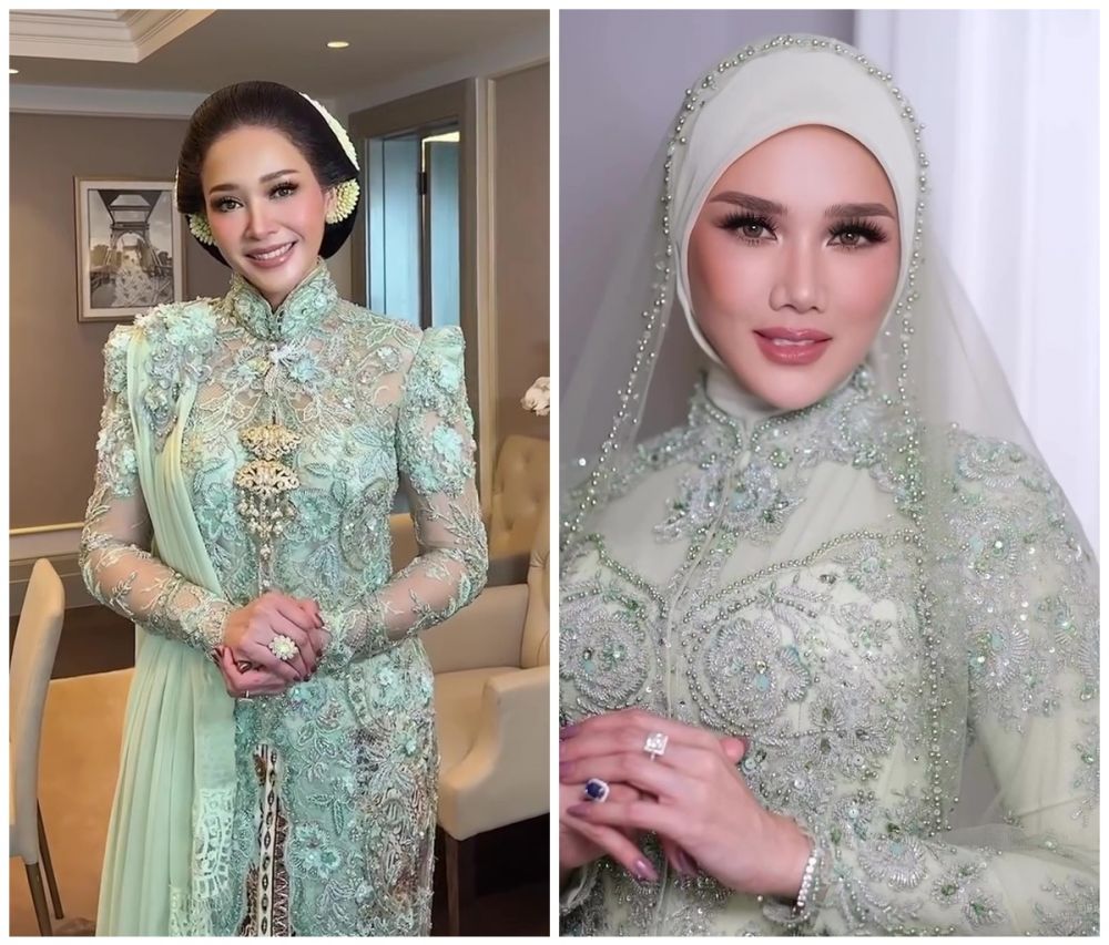 Sama-sama pakai smokey eyes, 7 beda gaya makeup Maia Estianty & Mulan Jameela di pernikahan Al Ghazali