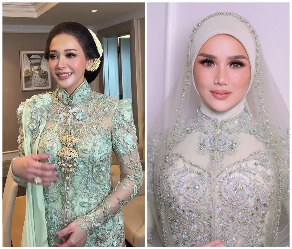 Sama-sama pakai smokey eyes, 7 beda gaya makeup Maia Estianty & Mulan Jameela di pernikahan Al Ghazali