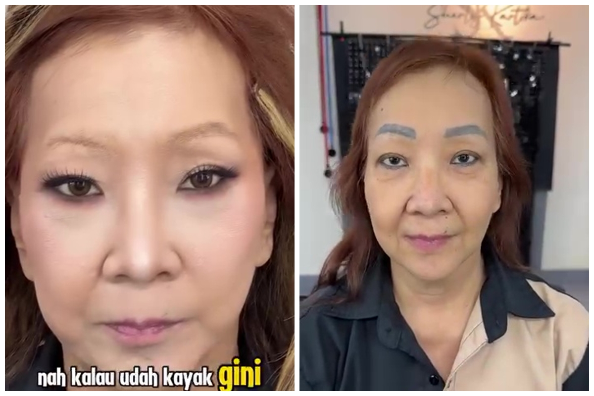 Punya tato alis, transformasi ibu-ibu dirias semi-bold ini hasilnya lebih fresh tampak muda lagi
