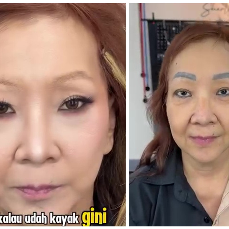 Punya tato alis, transformasi ibu-ibu dirias semi-bold ini hasilnya lebih fresh tampak muda lagi