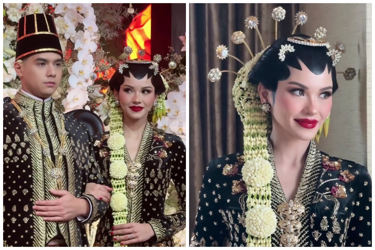 7 Detail makeup Alyssa Daguise saat ngunduh mantu, anggun dengan paes dan lipstik merah klasik