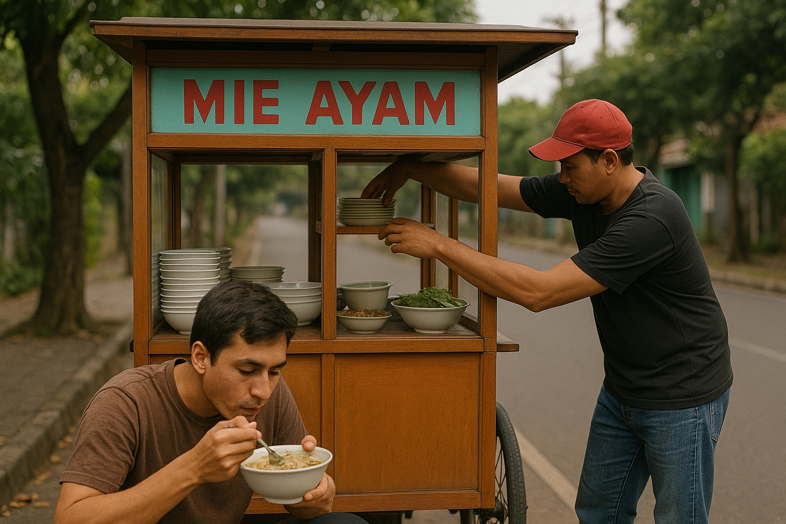 Cara membuat mie ayam sederhana ala kaki lima, lengkap dengan minyak ayam dan sambal