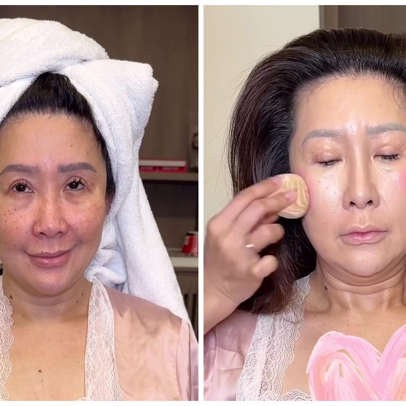 Transformasi emak-emak berflek hitam dirias semi-bold glam ini hasilnya bikin pangling bak model