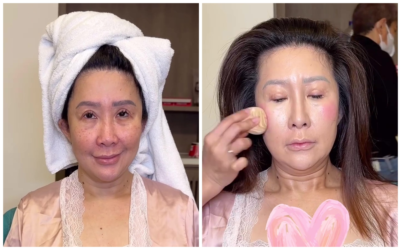 Transformasi emak-emak berflek hitam dirias semi-bold glam ini hasilnya bikin pangling bak model