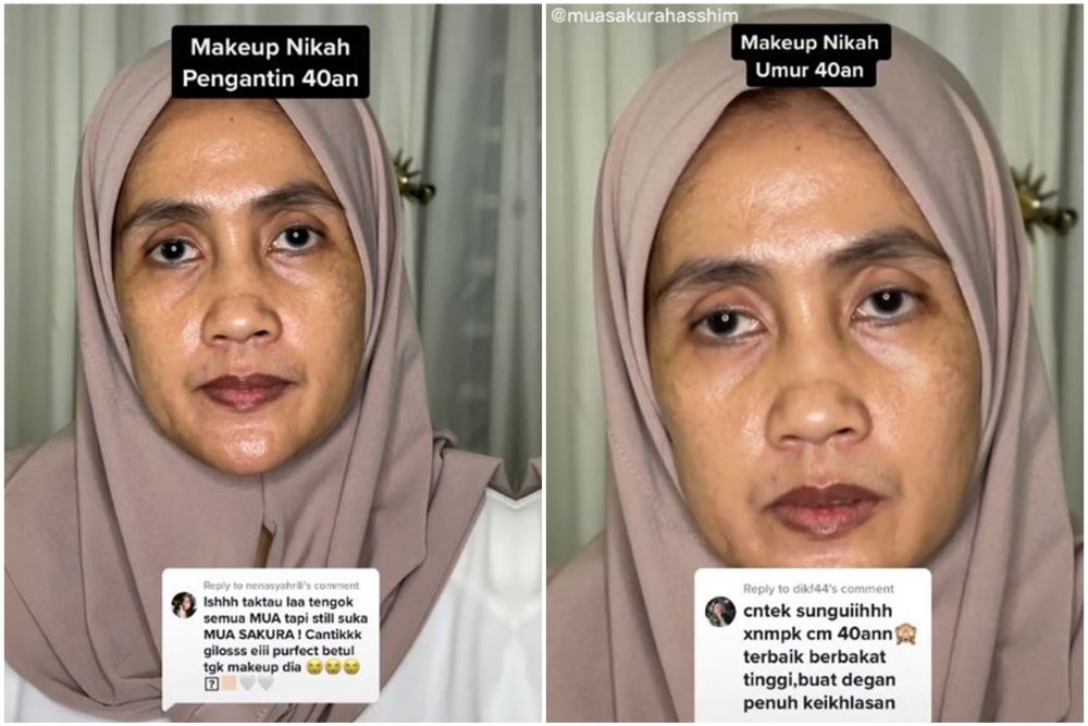 Emak-emak 40 tahun ini dimakeup MUA jadi pengantin, transformasinya bikin wajahnya 20 tahun lebih muda