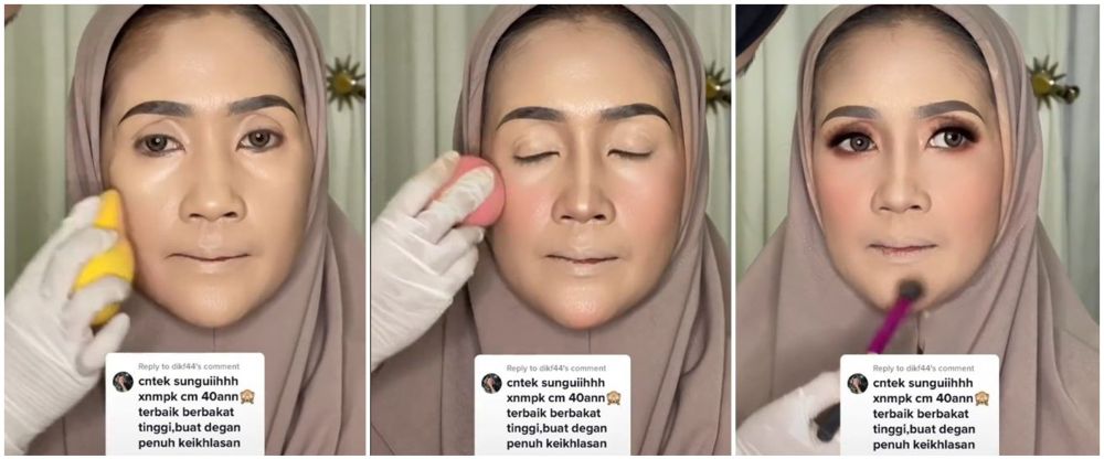 Emak-emak 40 tahun ini dimakeup MUA jadi pengantin, transformasinya bikin wajahnya 20 tahun lebih muda