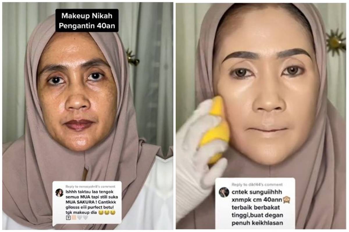 Emak-emak 40 tahun ini dimakeup MUA jadi pengantin, transformasinya bikin wajahnya 20 tahun lebih muda
