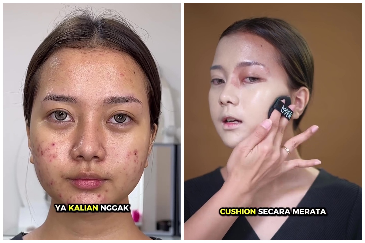 Punya jerawat akif meradang, transformasi makeup cewek dirias glam ini hasilnya mulus tak bertekstur