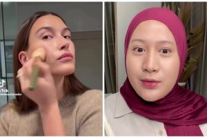 Wanita ini campur 2 produk untuk jajal foundation hacks ala Hailey Bieber, flawless bak second skin