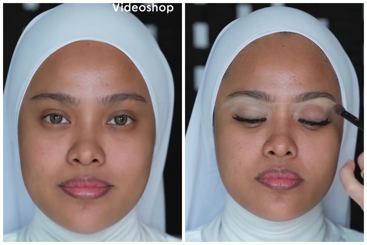 Transformasi cewek tan skin pakai glamor makeup ini tampak mewah meski complexion nggak tone-up