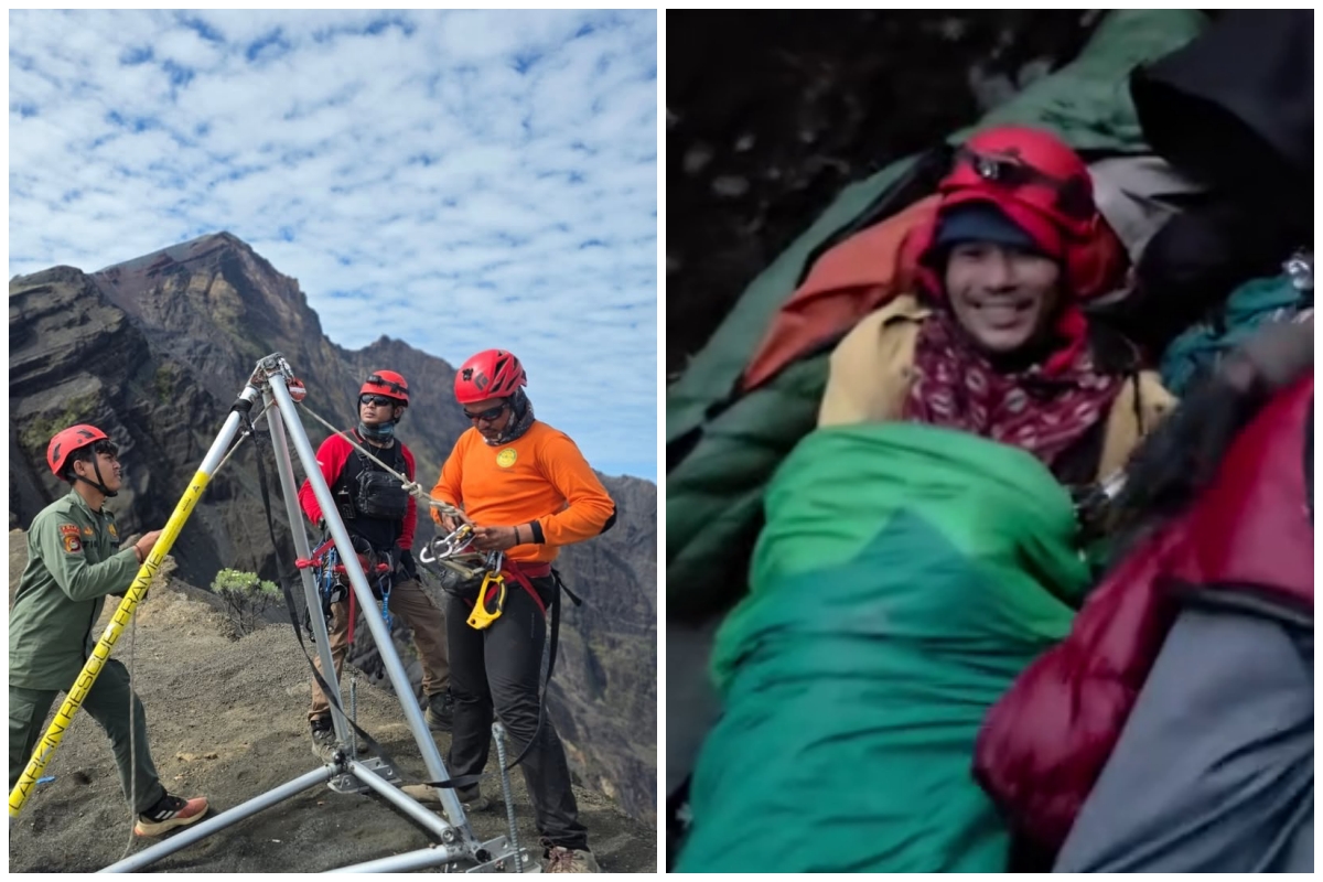 7 Potret tim relawan tidur di tebing curam Rinjani demi evakuasi Juliana Marins, dipuji netizen Brasil