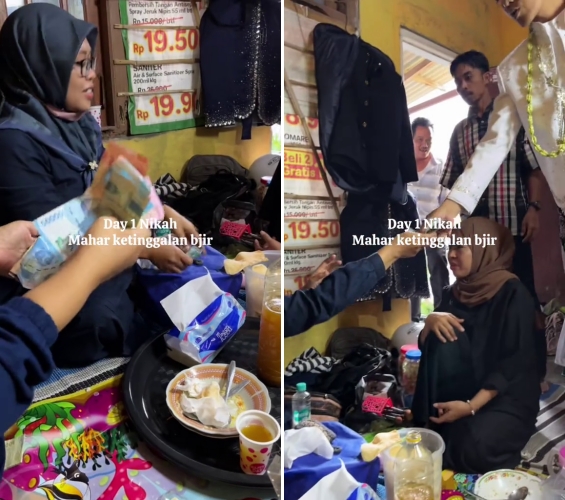 Pengantin pria lupa membawa mahar di hari pernikahan, aksi dibantu patungan rame-rame ini bikin ngakak
