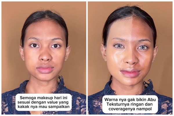 Bold makeup bikin tampilannya glamor, transformasi cewek sawo matang dirias ini bikin lupa wajah asli