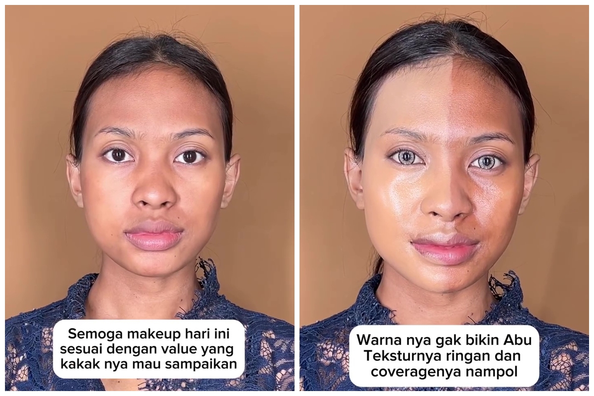 Bold makeup bikin tampilannya glamor, transformasi cewek sawo matang dirias ini bikin lupa wajah asli
