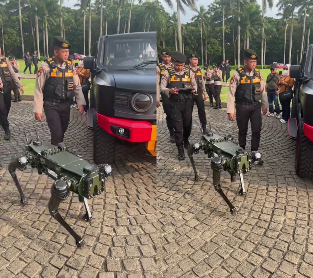 Bisa bantu damkar sampai militer, ini canggihnya robot anjing viral di persiapan HUT Polri
