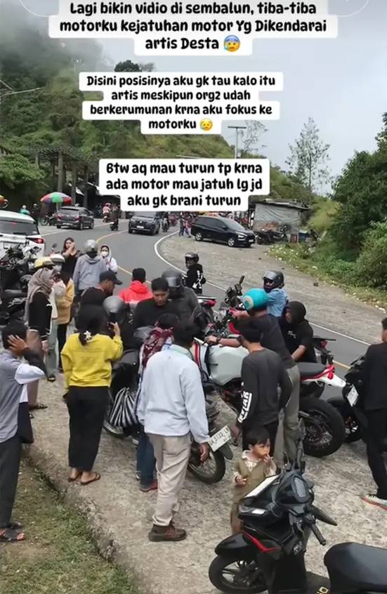 Desta jatuh saat touring motor di Lombok, begini kronologi dan kondisinya sekarang