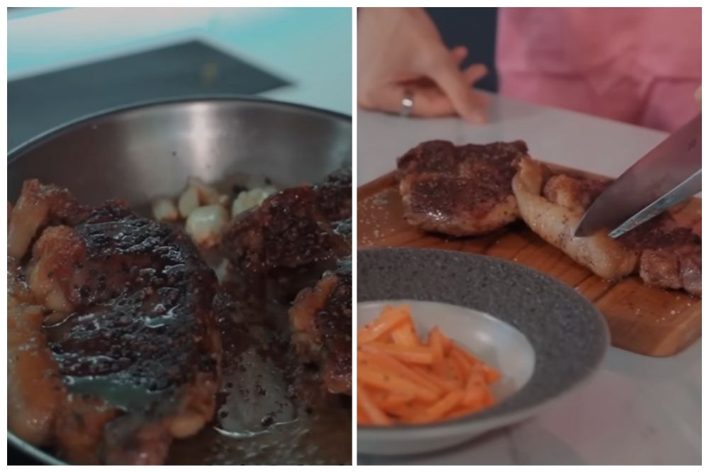 Pertama kali masak bareng, Justin Hubner bikin steak buat Jennifer Coppen, dimasak dengan penuh cinta