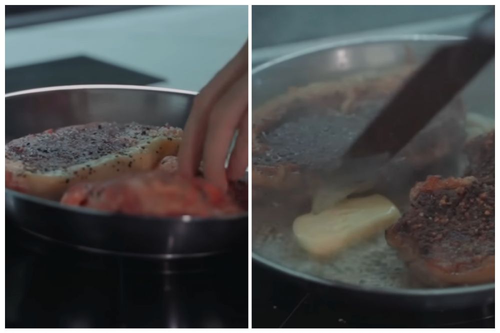Pertama kali masak bareng, Justin Hubner bikin steak buat Jennifer Coppen, dimasak dengan penuh cinta