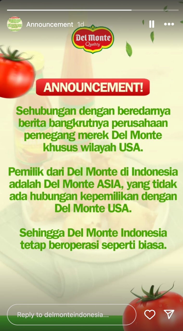 Raksasa makanan kaleng Del Monte bangkrut di AS, gimana nasibnya di Indonesia?