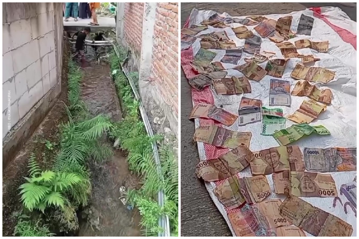 Bak ketiban rezeki nomplok, ini 9 potret warga Pati temukan uang terbungkus plastik di aliran sungai