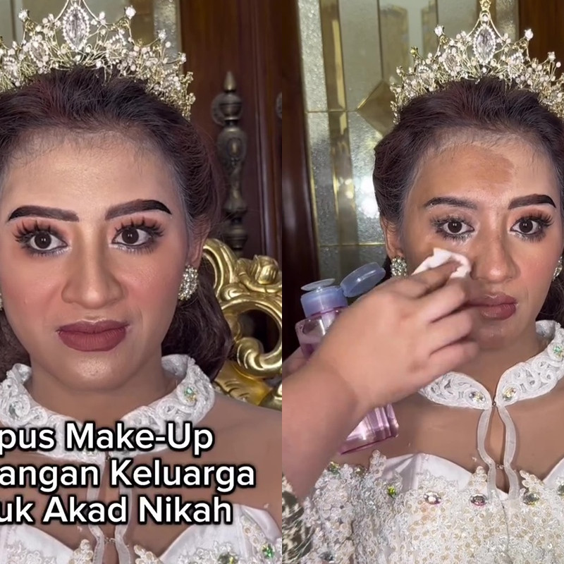 Tak puas hasil makeup dari MUA pilihan keluarga, pengantin ini rela dirias ulang hingga bikin pangling