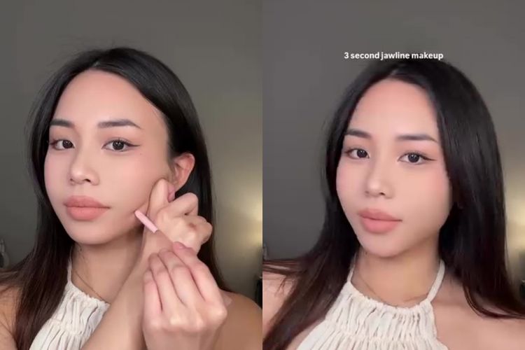 Praktis tanpa kuas, begini trik bikin kontur dagu agar hasilnya tirus berbentuk V-shape