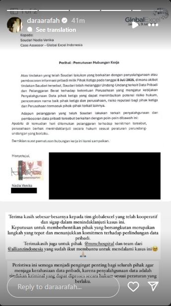 Data pribadi disebar lewat WA oleh petugas Asuransi, Dara Arafah meradang dan tempuh jalur hukum