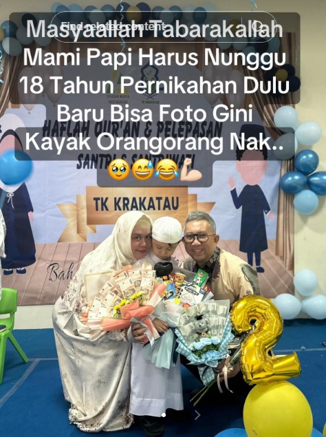 Viral ayah 51 tahun antar anak pertama sekolah TK, kisahnya menanti anak selama 18 tahun bikin haru