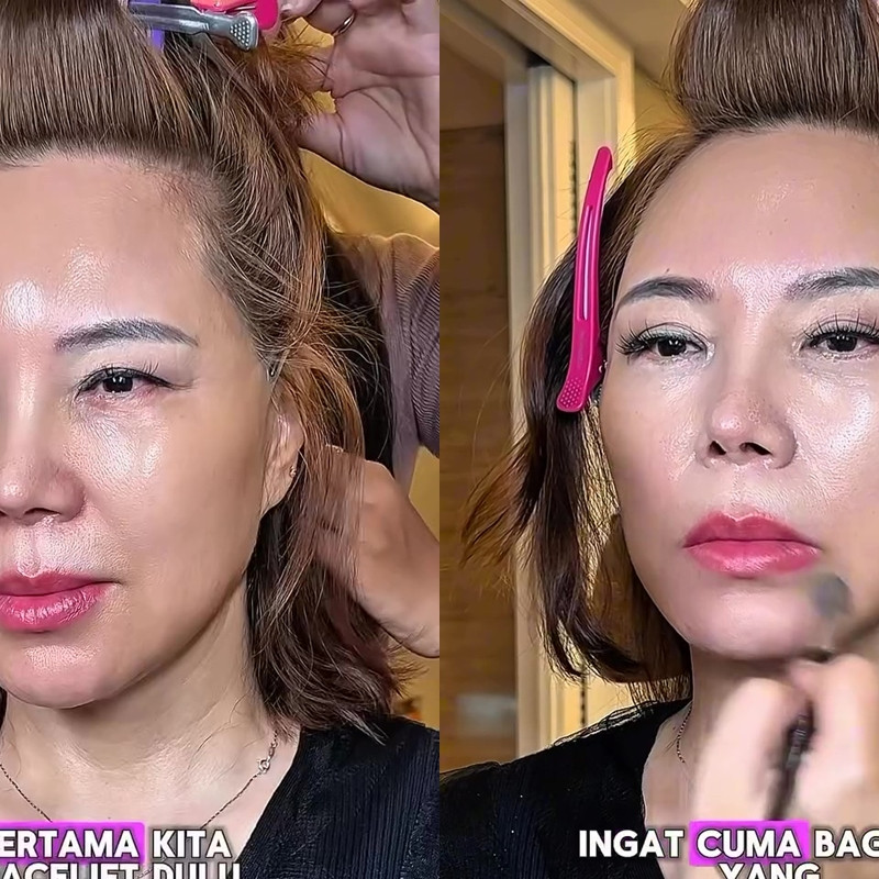Tanpa foundation, MUA ini sukses ubah wajah wanita paruh baya jadi fresh bak ABG lagi usai dirias