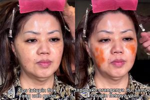 Flek hitam pekat auto hilang, transformasi tante dirias semi-bold ini flawless dengan kulit mulus