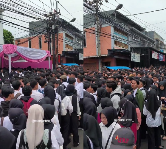 Viral ribuan pencari kerja di Cianjur membludak demi melamar di toko ritel, rela antre dari pagi