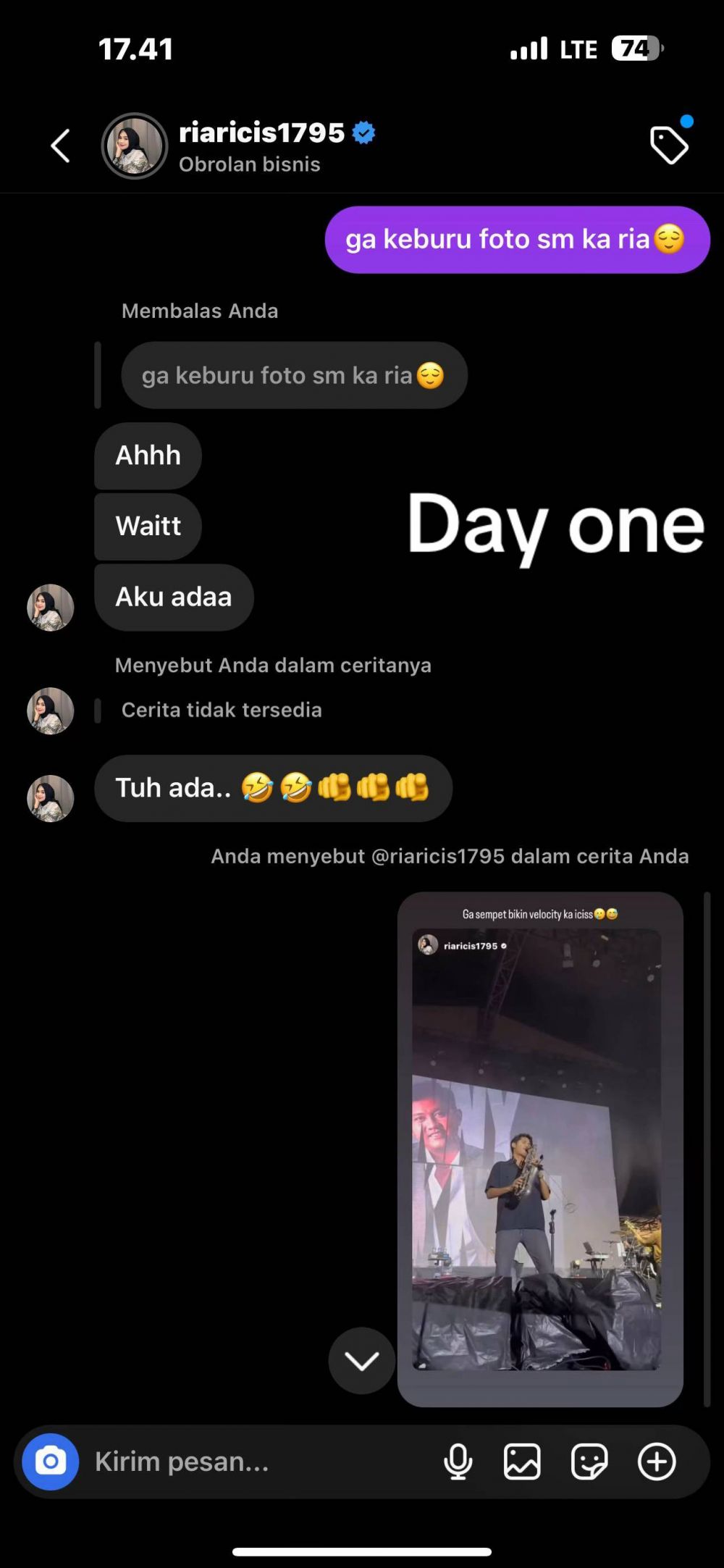 Ikuti tren Day One di TikTok, Ria Ricis spill awal obrolannya dengan Evan WMD, ini isinya