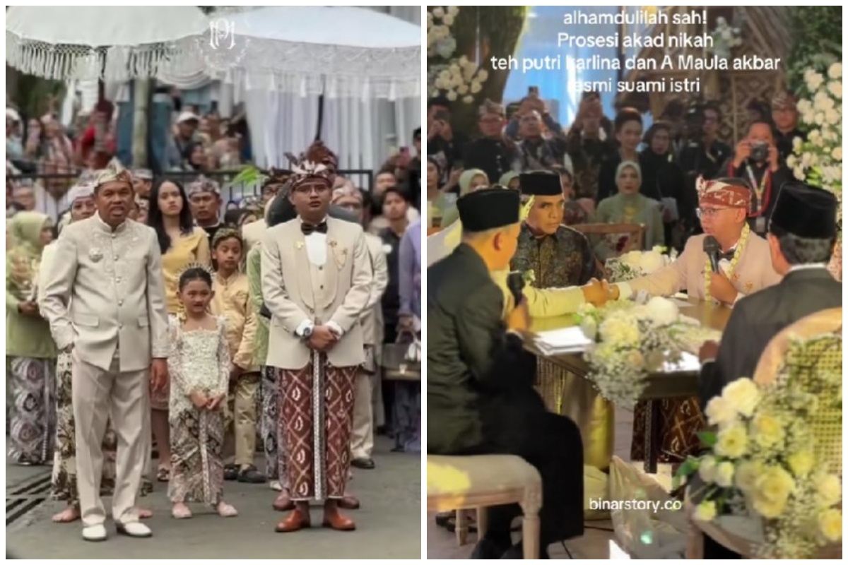9 Potret akad nikah Maula Akbar putra Dedi Mulyadi dan Putri Karlina, mahar 99 pohon dan emas 90 gram