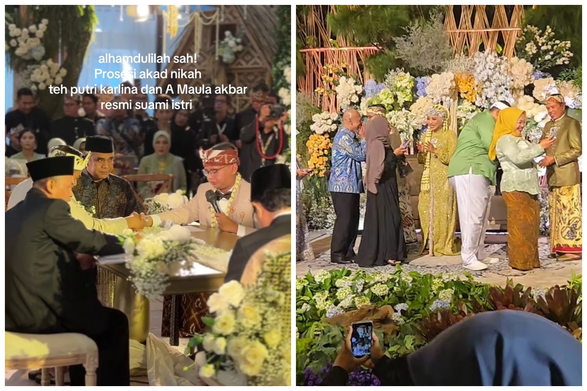 9 Potret momen resepsi pernikahan Maula Akbar putra Dedi Mulyadi, digelar megah di Pendopo Garut